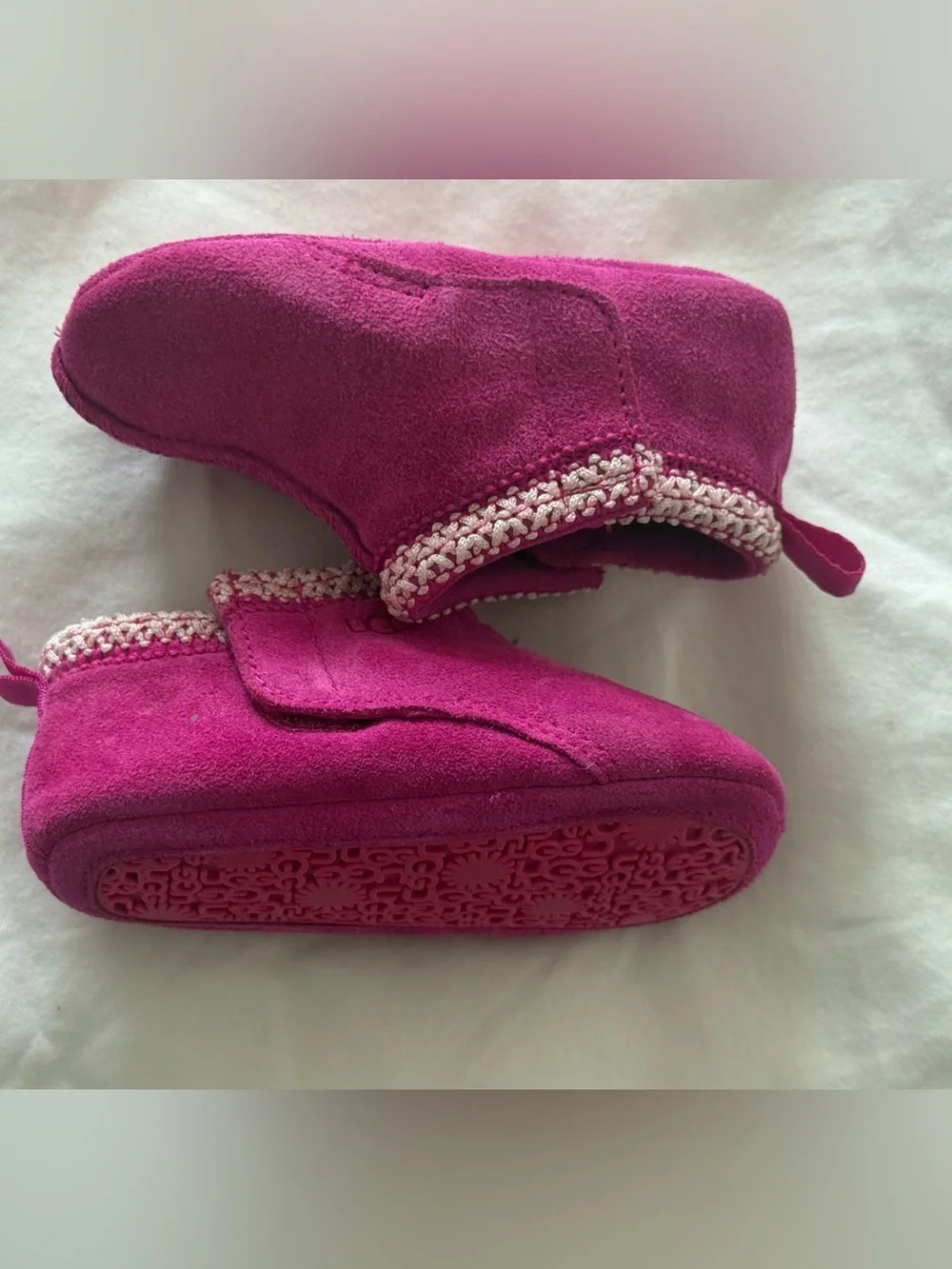 UGG Toddler Magenta Suede Hook-and-Loop Booties
